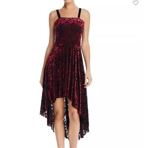 AQUA Velvet Burnout High/Low Midi Dress Size Small